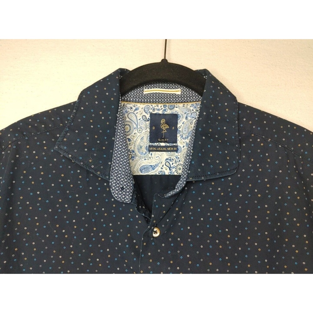 Denim & Flower Blue‎ Summer Short Sleeve Mens XL Slim Fit Button Up Light Shirt